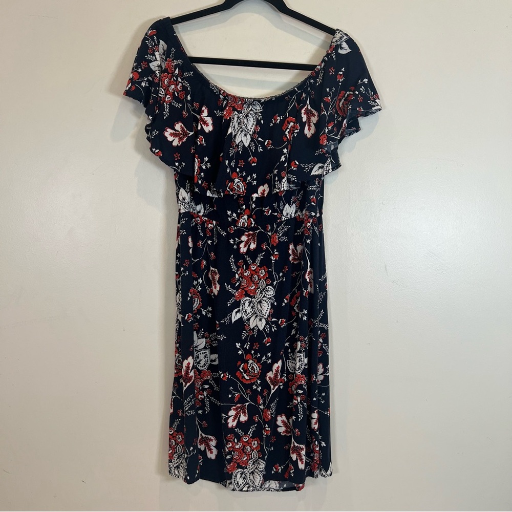 Westport 1962 Women's Dress Blue Floral Elastic Neckline Waist Rayon M